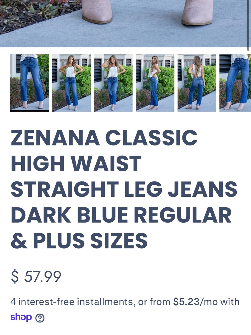 Zenana Outfitters Dark Blue High-Rise Straight Leg Jeans